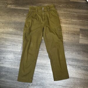 GAP HIGH RISE CARGO PANTS WOMENS SIZE 2 OLIVE GREEN